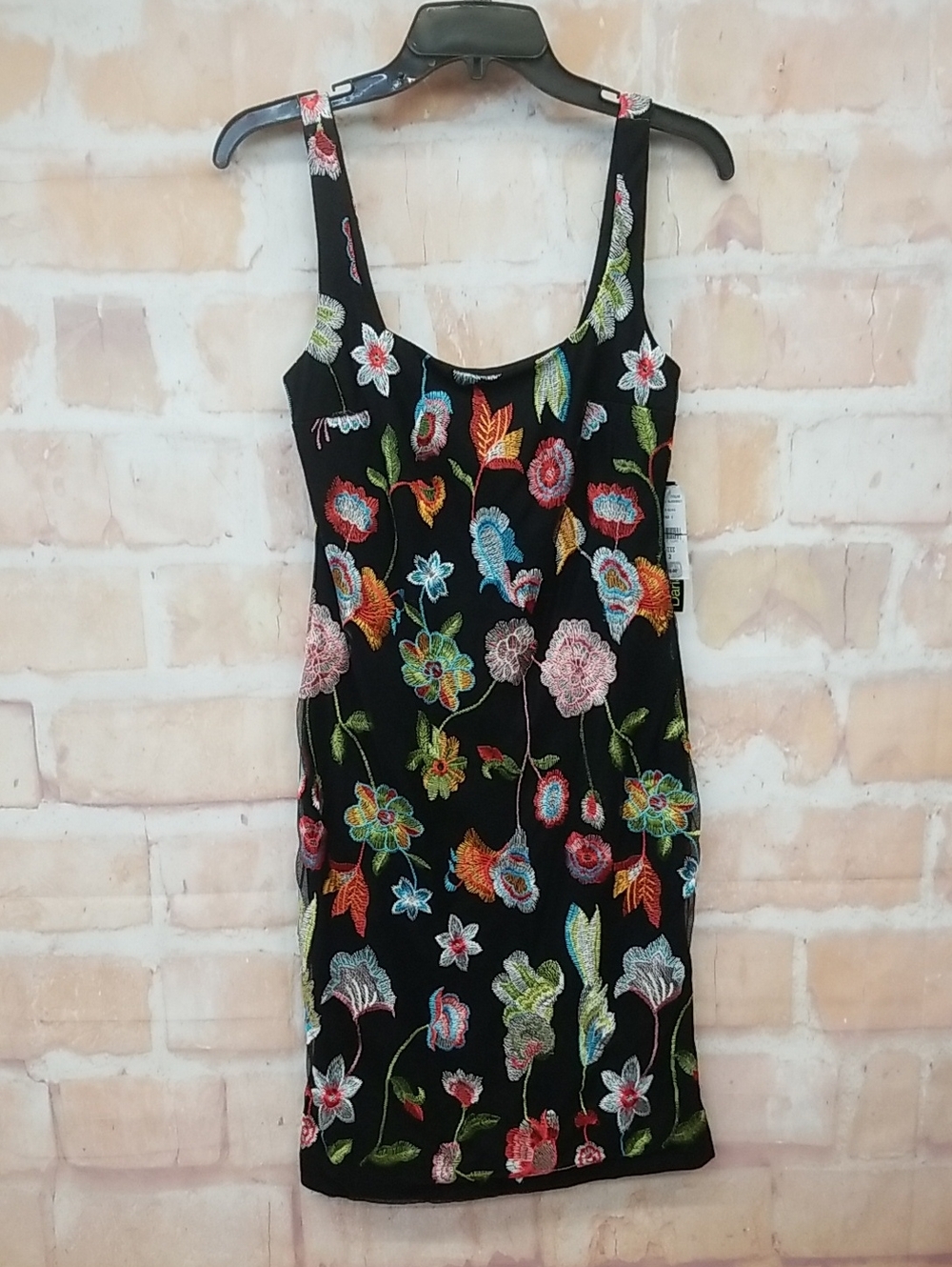 Darian Black Floral Embroidered Tank Dress